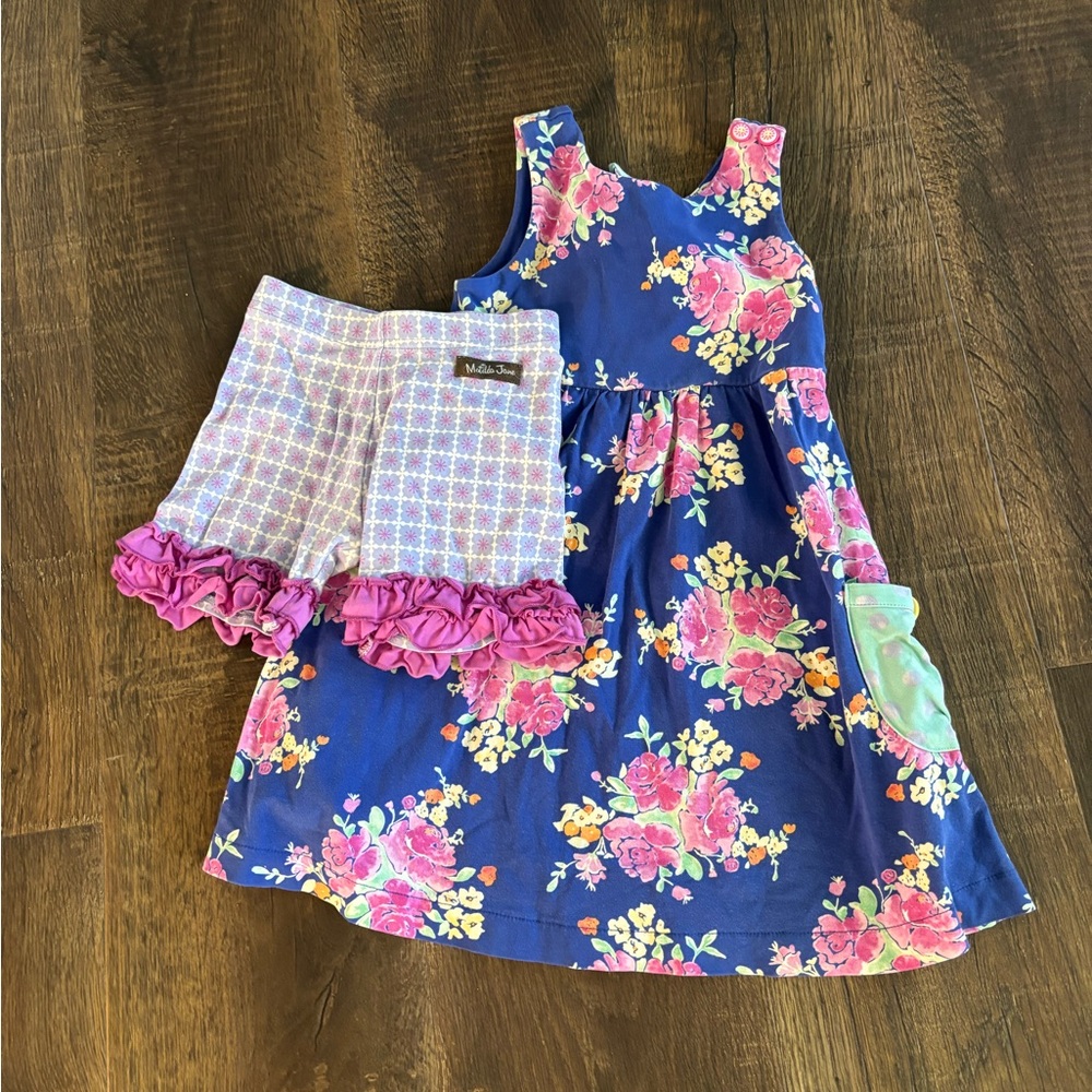 Matilda Jane Blue and Pink Floral Dress with Shorts